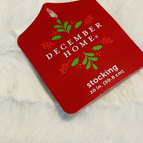 Gray Felt Christmas Stocking White Plush Pom Pom Cuff 20 Inch December Home Gift - Picture 3 of 5